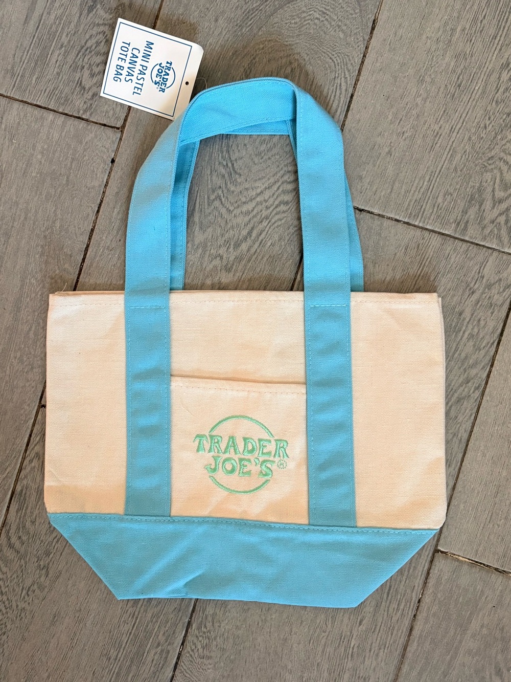 Trader Joe's Mini Pastel Canvas Tote Bag - Blue